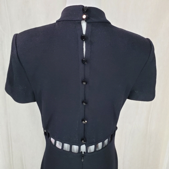 Vtg. St.John Santana Knit Sexy Black Cut Out Maxi Classy Black Tie Formal Dress - Picture 14 of 16